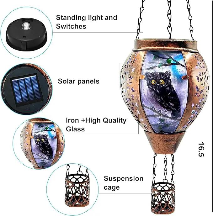 Solar Hot Air Balloon Lantern Warm White Light, Solar Hot Air Balloon Waterproof Lantern, Suitable for Garden Farmhouse Decoration (GardenGnome2pcs) by GreenHaven Gardens