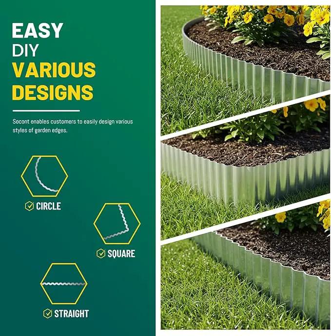 Corrugated Metal Garden Edging, 6"×40Ft Durable Landscape Border for Garden, Lawn, Flower Beds and Paver Edging (Silver) by GreenHaven Gardens