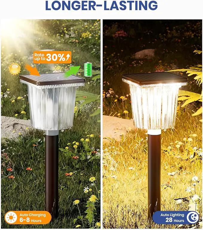 Super Bright Solar Pathway Lights Outdoor Powered,Adjustable Warm&Cool White,Waterproof IP65 Garden Decor Landscape Lighting Outside for Yard/Patio/Walkway/Driveway/Landscape (Cocoa Brown, 6 Pack) by GreenHaven Gardens