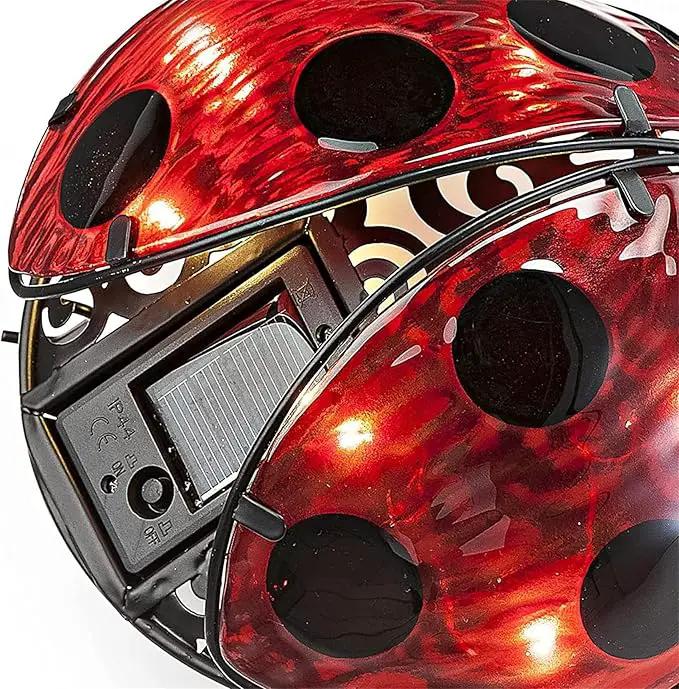 Elenon Ladybug Decor Solar Lights, Metal Ladybugs Outdoor Decorative Yard Art Garden Sculptures & Statues for Patio Yard Pathway by GreenHaven Gardens