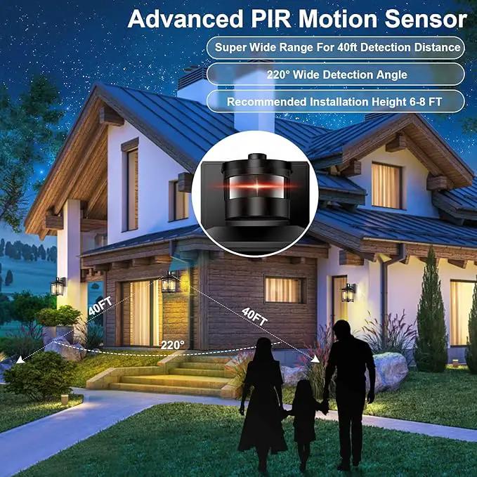 Motion Sensor Outdoor Lights, Dusk to Dawn Light Fixture, Black Wall Sconce Lighting, Front Porch Light, Exterior Lights for House Patio, Outside Door Wall Mount Anti-Rust Lantern by GreenHaven Gardens
