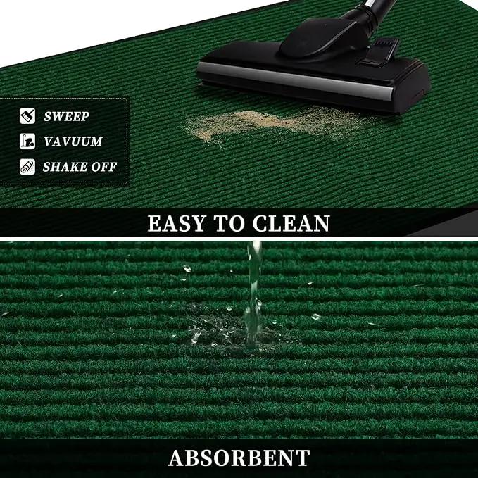 Profile Rubber Door Mat, 60x35inch, Heavy Duty, Entrance Doormat, Indoor and Outdoor, Waterproof, Easy Clean Shoe Scraper, Home Rug Welcome Mats for Entryway, Patio, Porch, Green by GreenHaven Gardens