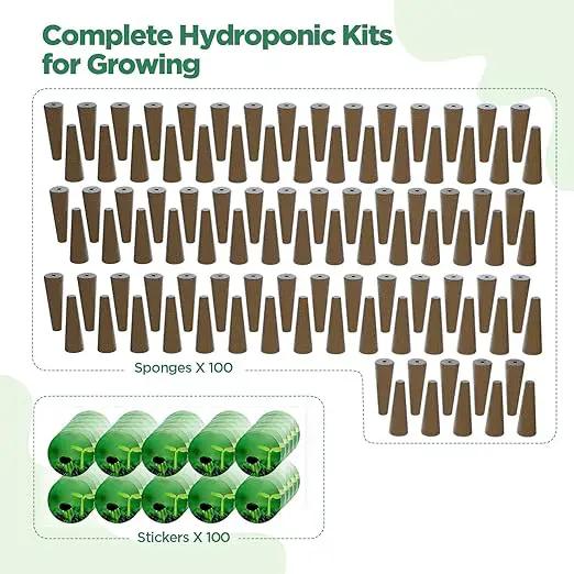 LETPOT 200 Pcs Seed Pod Kits, Replacement Root Growth Sponges Seed Pods, Seed Starter Sponges Kit for Hydroponic Indoor Garden System with 100 Sponges, 100 Stickers by GreenHaven Gardens