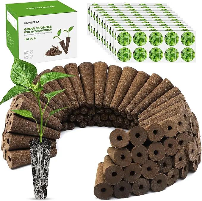 Ahopegarden 120pcs Hydroponic Pods Kit: Compatible with AeroGarden Herb Kits with 120 Grow Sponges; 120 Pods Lable, Highly Breathable - Indoor Garden Kit Supplies for Most Brands by GreenHaven Gardens