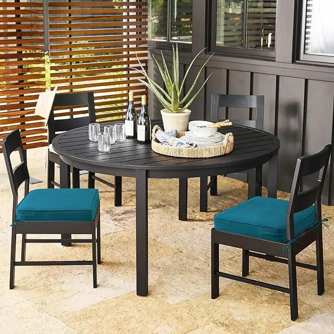 Outdoor Sunbrella Square Corner Seat Cushion, 19"x19"x3", Set of 4, Non Slip Seat Cushion Pads with Removable Cover for Patio Furniture, Garden Yard Lawn, Spectrum Peacock by GreenHaven Gardens