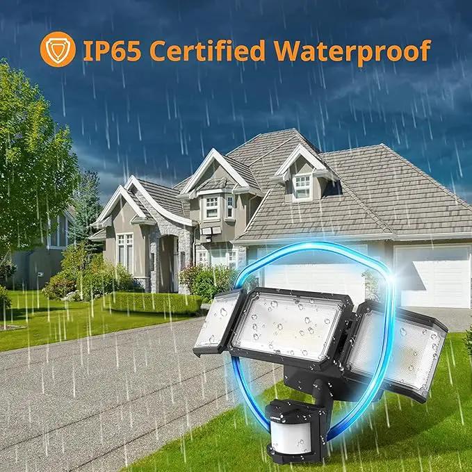 LEPOWER Battery Powered LED Flood Light Outdoor,1500LM Motion Sensor Security Lights, IP65 Waterproof,Wireless Flood Light Battery Operated,3 Head Motion Detector Light for Garage,Yard,Porch(Black) by GreenHaven Gardens