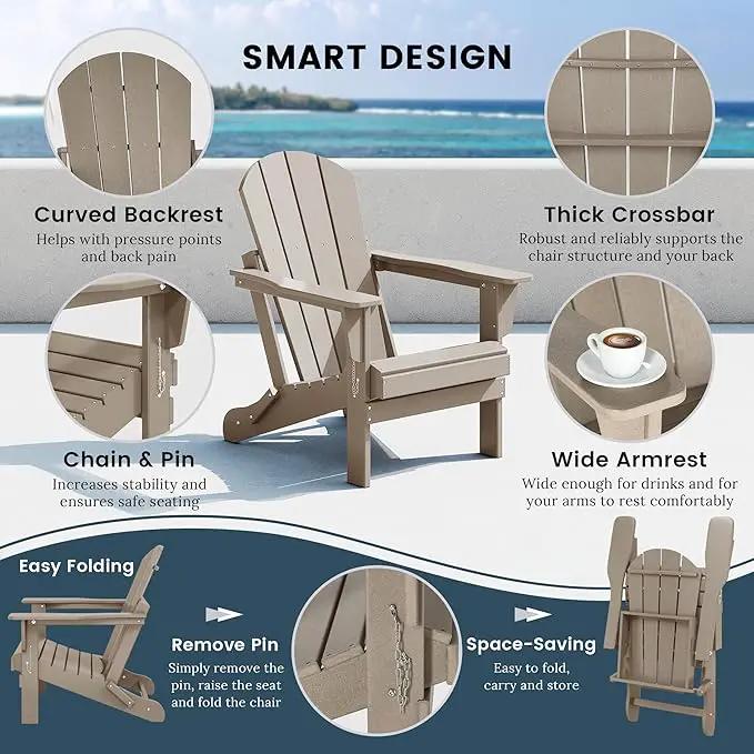 Westin Outdoors Laguna WO Home Outdoor Adirondack Folding Chair Lounger Seat Traditional Retro Home Furniture for Beach, Balcony, Backyard, Lawn, Patio, Pool, Deck, Garden (Weathered Wood) by GreenHaven Gardens