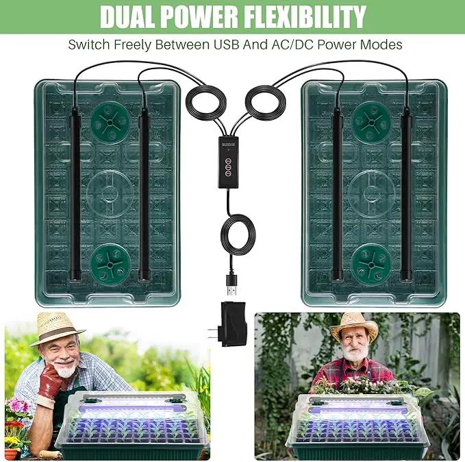 2 Pack Seed Starter Tray with Grow Light High Dome Seed Germination Kit 80 Cells with 4 LED Grow Lights Seedling Starter Kit with Smart Timer and 3 Modes for Home Gardeners, Indoor Greenhouse by GreenHaven Gardens