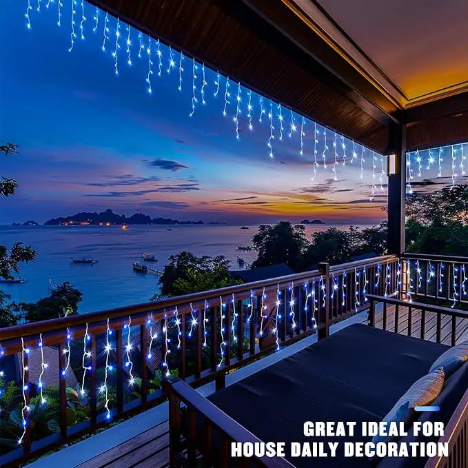JMEXSUSS Blue&White Icicle Lights Indoor Outdoor, 38.8FT 400 LED Icicle Christmas Lights for Outside, Icicle String Lights with Remote for House Bedroom Fireplace Birthday Party Christmas Decorations by GreenHaven Gardens