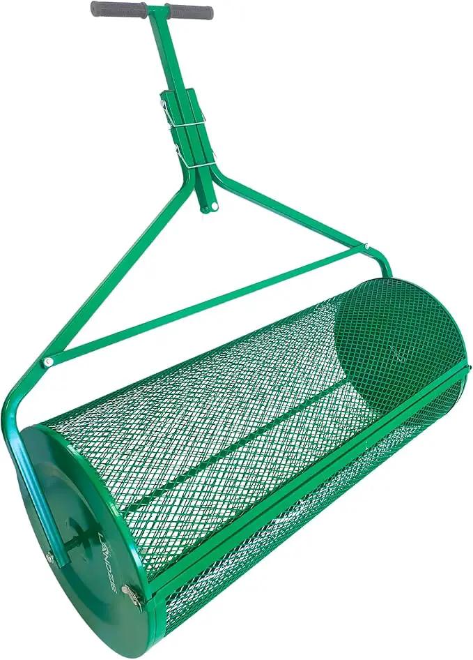 LANDZIE Lawn & Garden Spreaders - 44 Inch Heavy Duty Metal Mesh Basket Push/Tow Spreader - Compost, Peat Moss, Top Soil, Mulch - Durable Lightweight Multi-Purpose Yard Care Equipment - Manure Spreader by GreenHaven Gardens