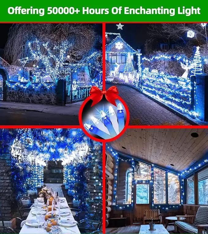 750 LED 246FT Christmas Lights Outdoor, Super Long Waterproof Christmas String Lights with 8 Modes, Christmas Tree Lights with Timer Memory for Fence Garden Xmas Wedding Party Decor Blue & Cool White by GreenHaven Gardens