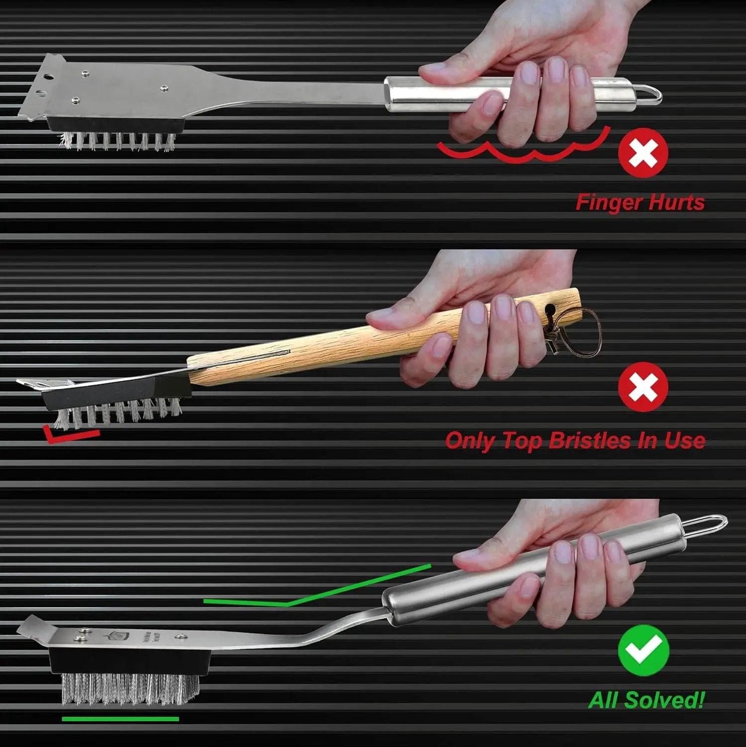 GRILLART Grill Brush and Scraper, Wire BBQ Grill Brush for Outdoor Grill, 16.5” Grill Cleaning Brush BBQ Grill Accessories, Safe Grill Cleaner Brush-Ideal Gift for Men/Dad BBQ Brush for Grill Cleaning by GreenHaven Gardens