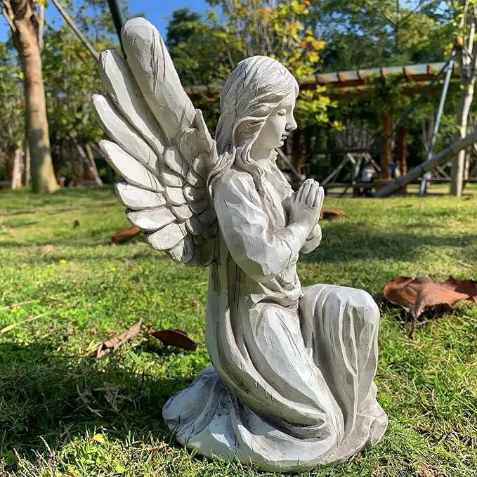 Praying Angel Garden Statue, Religious Fairy Sculpture Waterproof Decorative Figurine Art Decor for Patio, Lawn, Yard, Housewarming Ornament Present Angels HSa-1 by GreenHaven Gardens