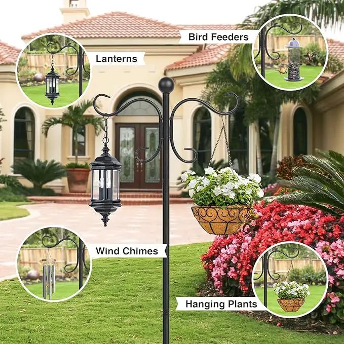 2 Pack 76 Inch Adjustable Double Shepherds Hooks for Outdoor Heavy Duty, Two Sided Garden Bird Feeder Pole for Hanging Plant Baskets, Solar Lights, Weddings Decor by GreenHaven Gardens
