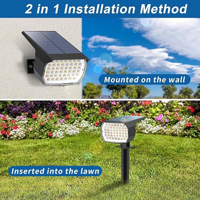 Solar Spot Lights Outdoor Waterproof IP65, 6 Pack Landscape Spotlights with 46 LEDs, 3 Modes Auto On/Off Solar Powered Flood Lights for Outside Pathway, Yard, Garden, Walkway (Warm White) by GreenHaven Gardens