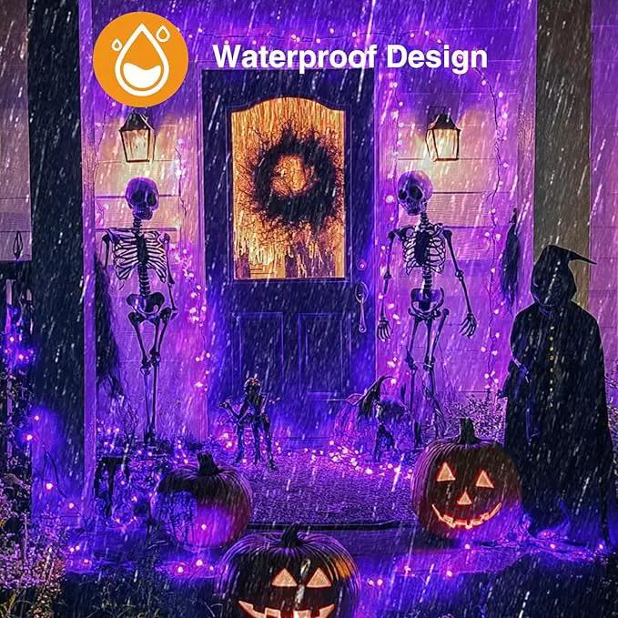 kolpop Purple Solar Fairy Lights Outdoor Waterproof, 3 Pack 32FT 80LED Solar Powered String Light, 8 Modes Copper Wire Solar Twinkle Lighting for Halloween Tree Garden Yard Outside by GreenHaven Gardens