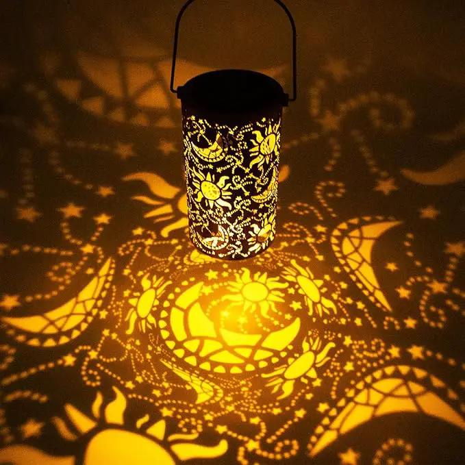 Solar Lanterns Outdoor Hanging Lantern Lights,Sun Moon Metal Decor Lanterns-Waterproof LED Decorative Light for Garden Patio Yard Lawn Backyard Front Porch as Gifts for Mom Grandma Women by GreenHaven Gardens