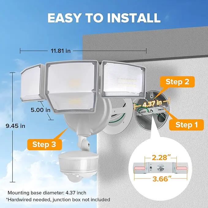 LUTEC 84W 9500LM LED Security Light Motion Sensor Outdoor Lights with Night Light, 4 Head LED Flood Lights Outdoor 5000K Daylight, IP65 Waterproof, Motion Detected Lights for Outside (White) by GreenHaven Gardens