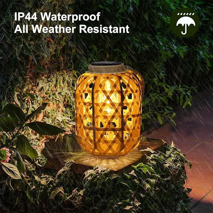 Solar Rattan Lantern Outdoor Hanging Lights with Handle, Waterproof Rattan Solar Lantern, Natural Bamboo LED Decorative Garden Lights for Yard, Patio, Wedding, Home Decoration by GreenHaven Gardens