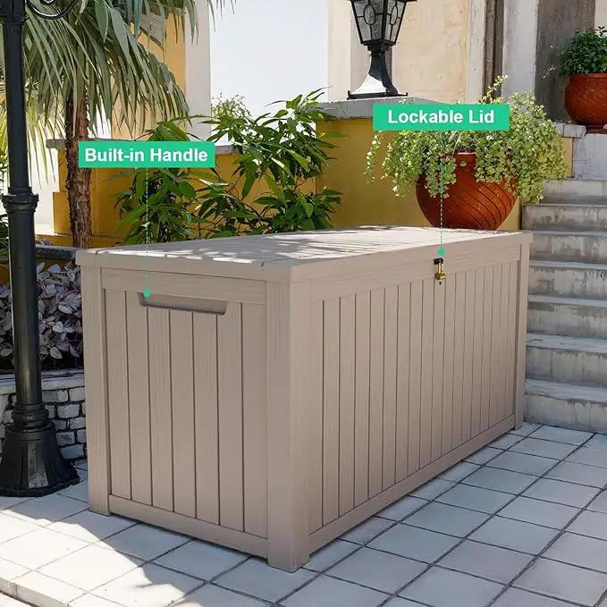 DRATO 180 Gallon Deck Box, Waterproof Resin Large Outdoor Storgae Box for Patio Furniture, Patio Cushions, Gardening Tools, Pool and Sports Supplies, Lockable by GreenHaven Gardens