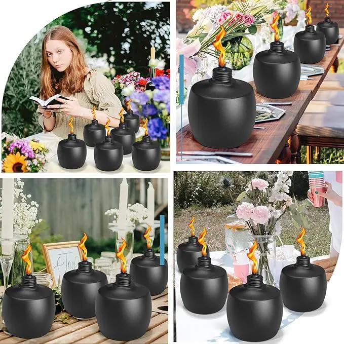 2-Pack Citronella Tabletop Torches, 21.5 oz Table Top Torches for Outdoor, Metal Oil Burner Candles, Garden Torches with Fiberglass Wick for Yard, Patio, Deck, Garden, Party, Landscape by GreenHaven Gardens