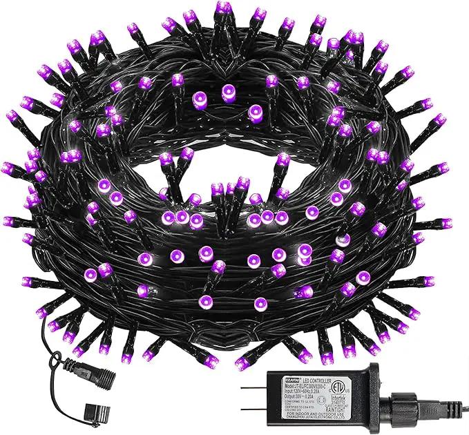 DAZZLE BRIGHT Halloween 300 LED String Lights, 100FT Connectable String Lights with 8 Lighting Modes, Halloween Decorations for Party Carnival Supplies, Indoor Outdoor Yard Garden Decor (Purple) by GreenHaven Gardens