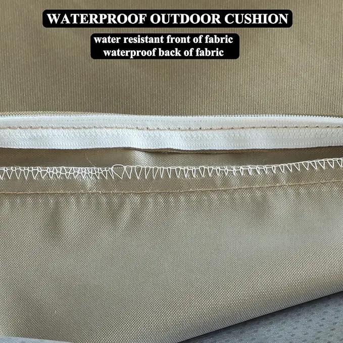 Patio Chair Cushions Set of 2 Non Slip Bottom Chair Pad with Ties Waterproof Square Outdoor Seat Cushion Replacement for Garden Swing Furniture 20x20 Inch, Light Khaki by GreenHaven Gardens