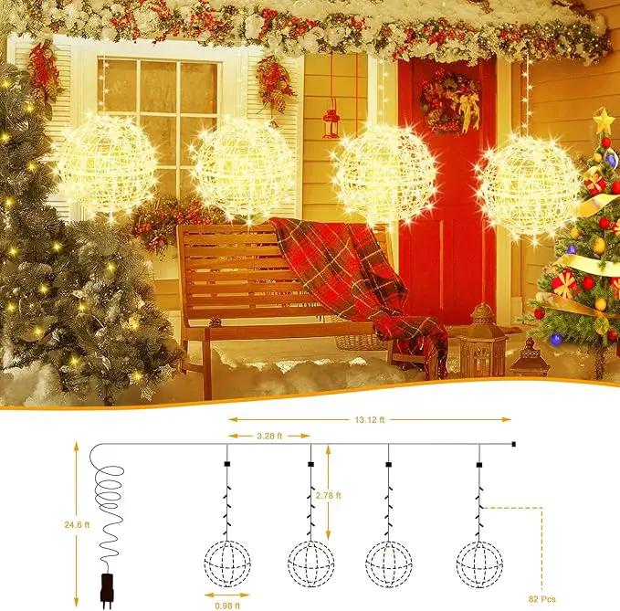 Christmas String Lights Outdoors,4 Pack 11.81" Sphere Lights,Ball Tree Garden Globe Lights for Home, Party, Christmas, Porch Patio,Wedding, Garden,Tree Decoration with Plug by GreenHaven Gardens