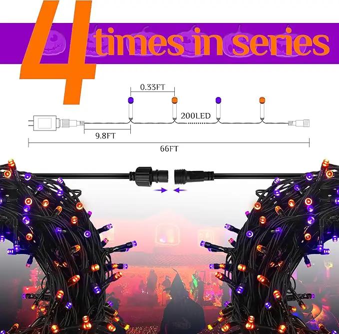 Halloween 200 LED String Lights, 72FT Orange and Purple Halloween Lights Outdoor Decorative,11 Modes with Remote Plug in Halloween Indoor Lights for Halloween Yard Party Decorations by GreenHaven Gardens