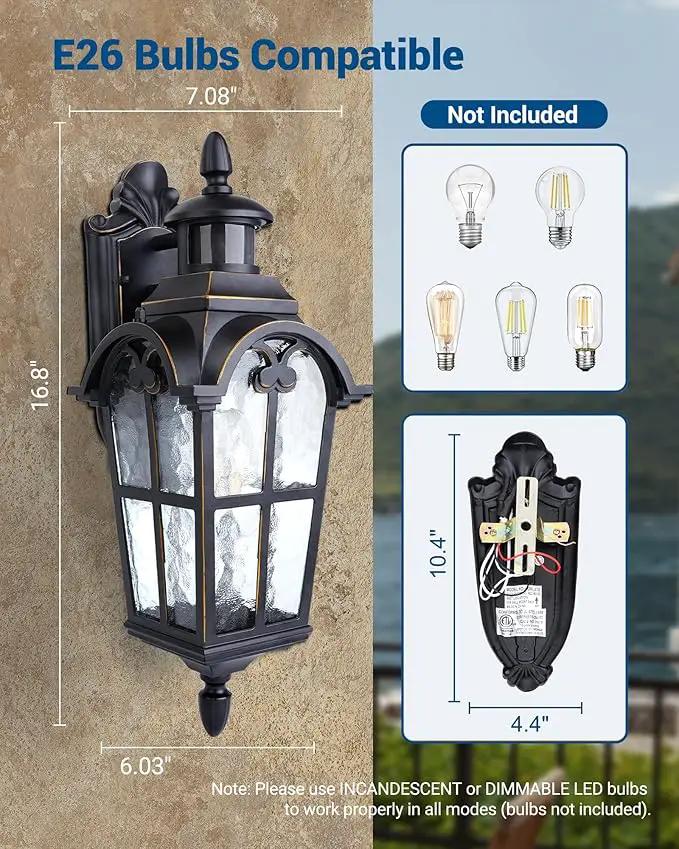 DEWENWILS Motion Sensor Outdoor Wall Lights Dusk to Dawn Exterior Light Fixture Wall Mount, Outdoor Porch Light with Water Ripple Glass, Wall Sconce Lantern for House Garage Patio by GreenHaven Gardens