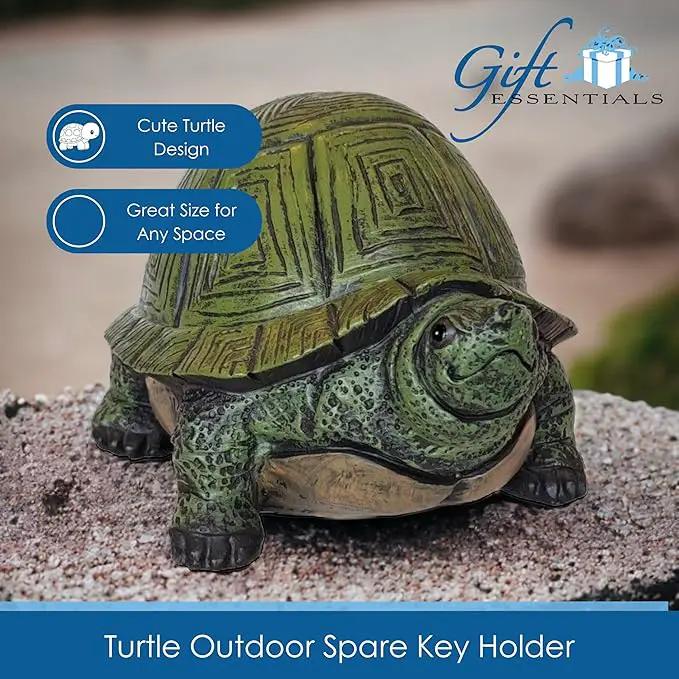 Stocky Turtle Garden and Patio Decor and Key Hider - Holds 2 Hidden Keys Outside, Secret Hidden Door Underneath by GreenHaven Gardens