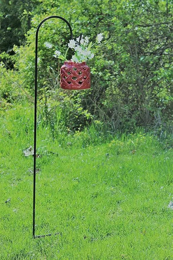 Ashman Black Shepherd Hook 48 Inch (2 Pack), 10MM Thick, Super Strong, Rust Resistant Steel Hook Ideal for Use at Weddings, Hanging Plant Baskets, Solar Lights, Lanterns, Bird Feeders. by GreenHaven Gardens