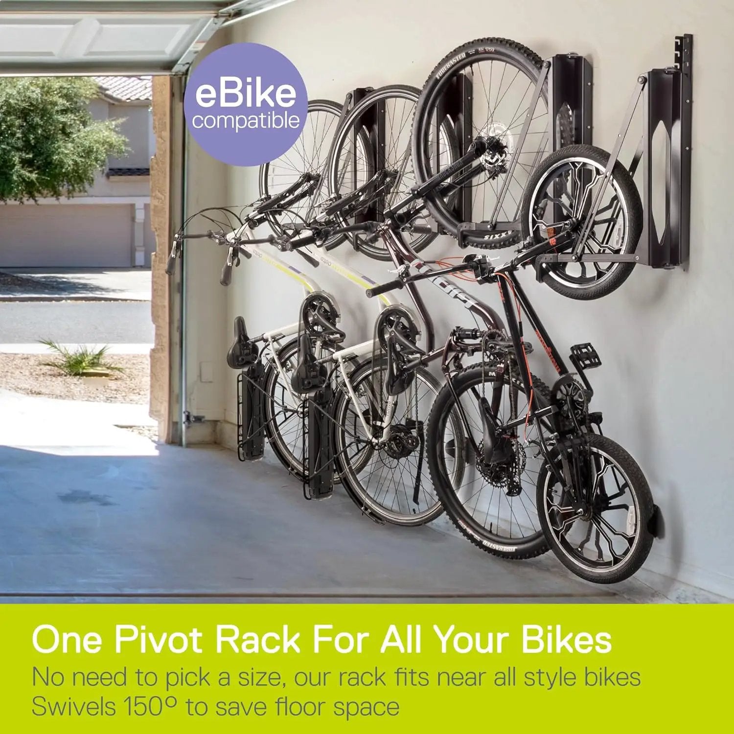 Pivot Bike Storage Rack by Delta Cycle - Bike Rack Garage Wall Mount Swivels to Save Space - No Lifting Required Vertical Bike Rack - Indoor Bike Storage Wall Hanger Holds Up to 100 lbs by GreenHaven Gardens