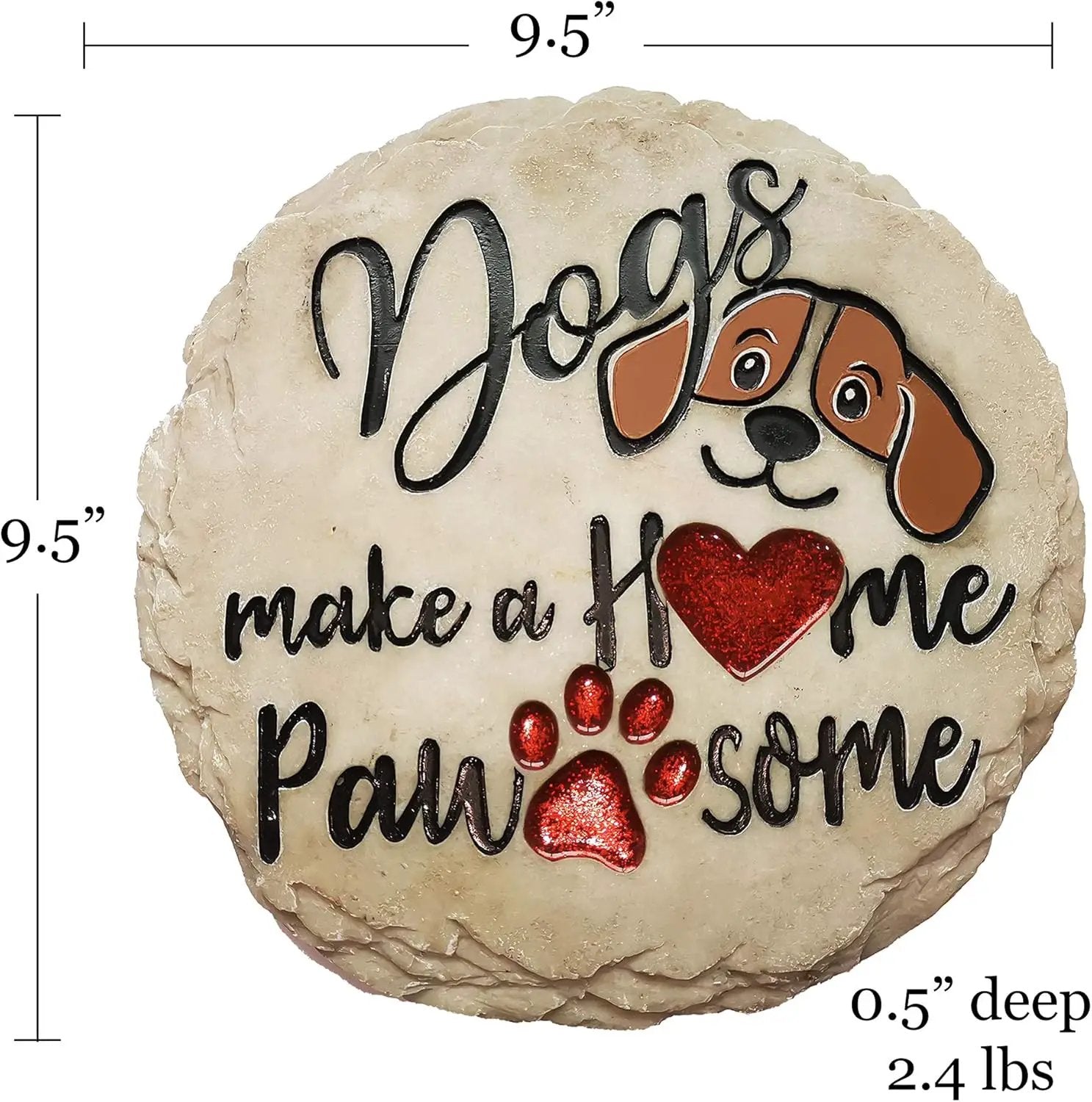 Spoontiques - Garden Décor - Dogs Make a Home Pawsome Stepping Stone - Decorative Stone for Garden by GreenHaven Gardens