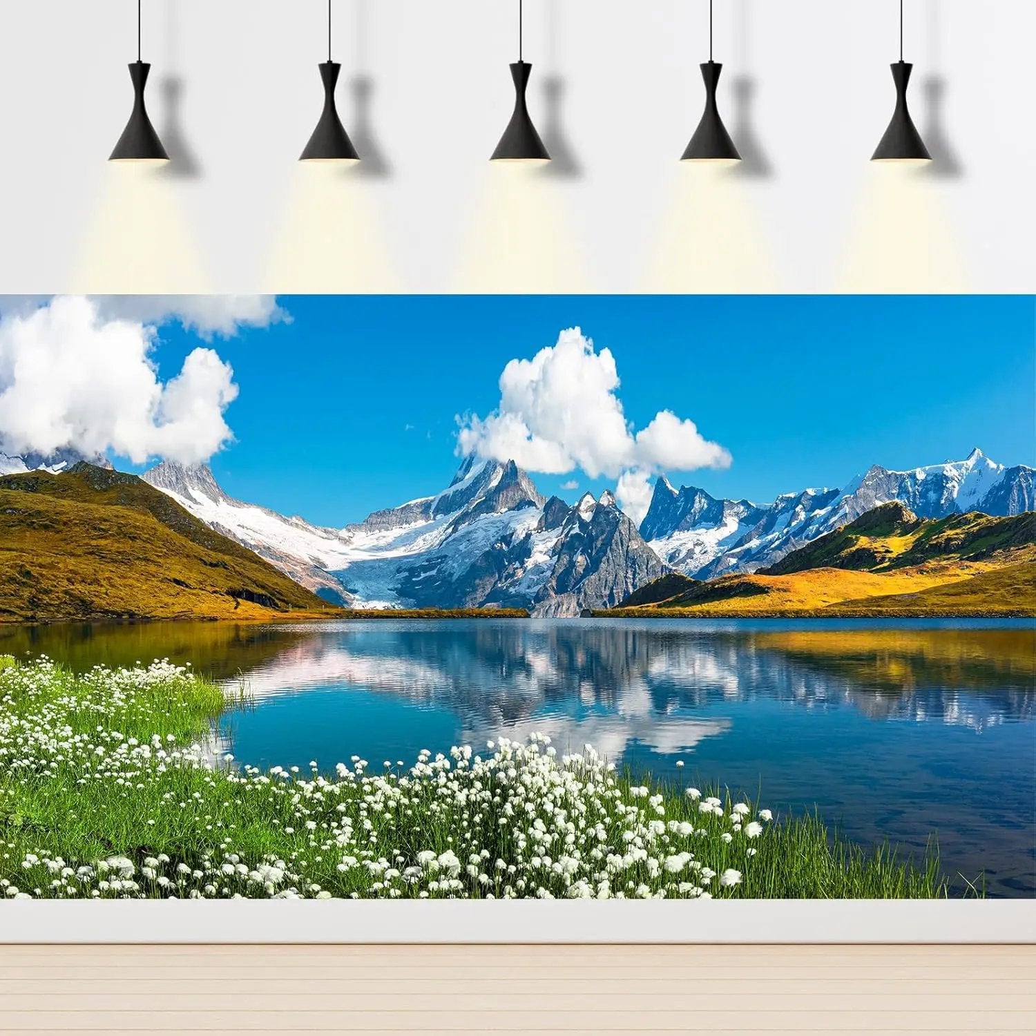 Mountains Lake Aquarium Background Bernese range View Fish Tank Background Switzerland Alps Grindelwald Valley Lake Terrarium Background Fantastic Natural Landscape Aquarium Fish Tank Decors 24x16in by GreenHaven Gardens