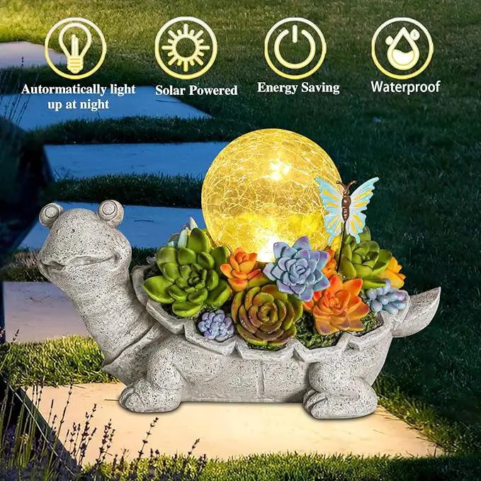 Afirst Solar Garden Turtle Statues with Succulent Outdoor Resin Figurine Solar Lights Decorations,Tortoise Statue for Lawn, Patio, Balcony, Yard Ornament by GreenHaven Gardens