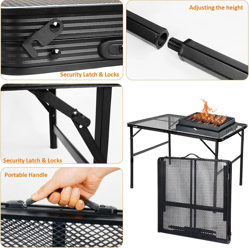 Folding Table, Easy for Storage, Compact Portable Picnic Table for Grill, Outdoor Camping, Garden, Patio, Dining, BBQ, Party, Market, 4Ft (Large, Black) by GreenHaven Gardens