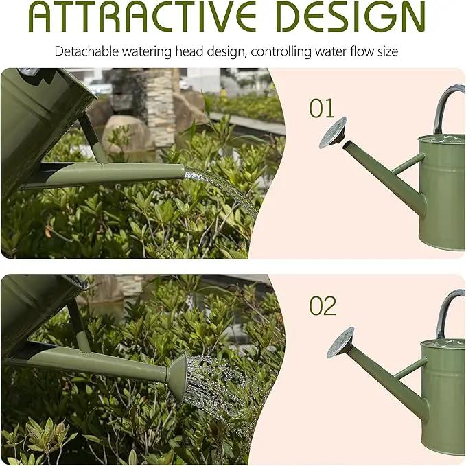 Metal Watering Can, One Gallon Watering Cans Stainless Steel for Outdoor Indoor Garden Plants Watering (Emerald Green) by GreenHaven Gardens