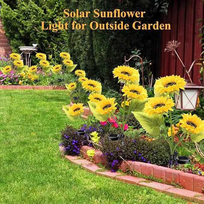 Solar Garden Lights Outdoor Waterproof, 2 Pack Solar Powered Decorative Sunflower Garden Stake Lights for Outdoor Patio Pathway Walkway Landscape Yard Cemetery Grave Decorations by GreenHaven Gardens