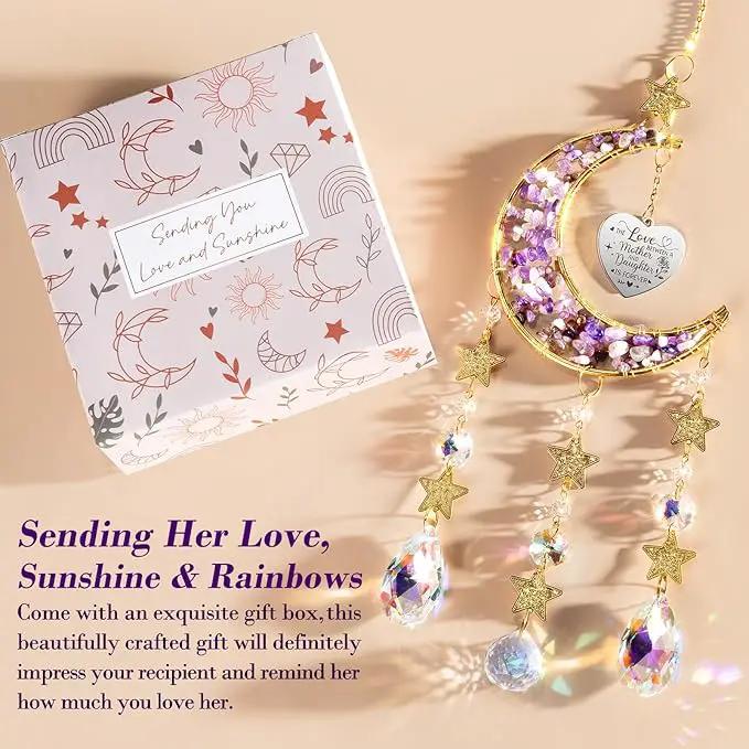 Best Mom Gifts, from Daughter Kids, Mom Birthday Gifts for Mother-in-Law Christmas Mom Gift-Mom Moon Crystal Suncatcher for Indoor Window Hanging Decor New Mom Gifts for Women Wife by GreenHaven Gardens