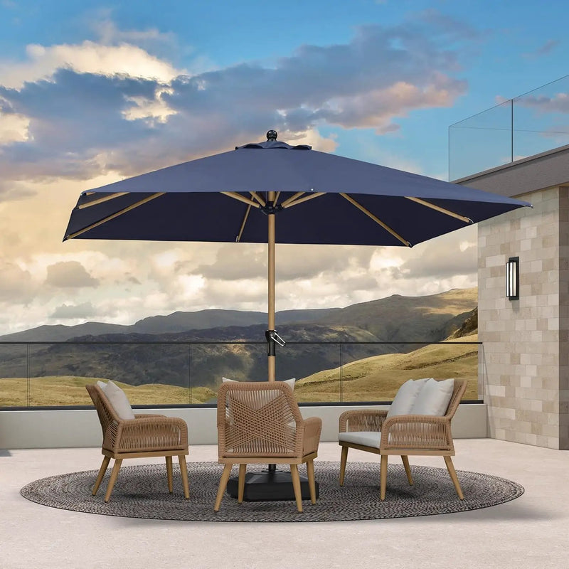 PURPLE LEAF 10' x 10' Square Patio Umbrella Outdoor Table Umbrella Aluminum Market Umbrella with 8 Sturdy Ribs & Crank Outdoor Umbrellas for Garden Deck Patio, Navy Blue by GreenHaven Gardens