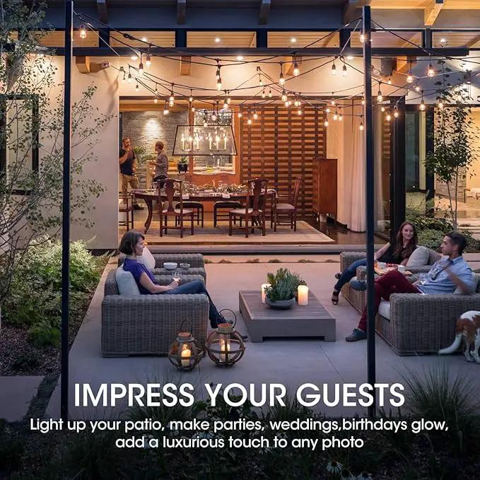 Meconard Outdoor Patio String Light Bulbs, Shatterproof Waterproof S14 LED Replacement Bulbs for Outdoor String Lights, 1W LED Bulbs Equal to 11W Incandescent, 2200K Warm White, E26 Base, Non-Dimmable by GreenHaven Gardens