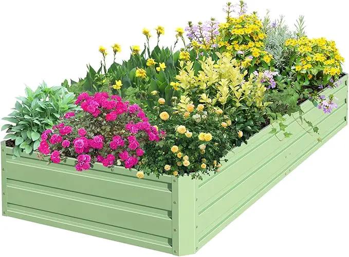 SnugNiture Galvanized Raised Garden Bed 6x3x1FT Outdoor Large Metal Planter Box Steel Kit for Planting Vegetables, Flowers by GreenHaven Gardens