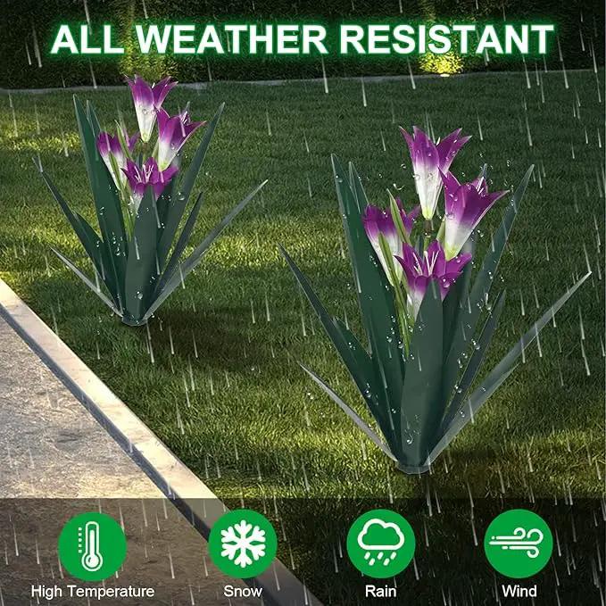 Homight Metal Agave Plant Outdoor Decoration Outdoor Garden Decoration Lily Mexican Yard Art Plant Garden Agave Lily Decorative Garden Gift… (3 Big Purple Lilies) by GreenHaven Gardens