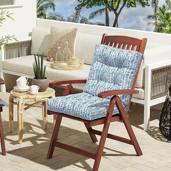 LVTXIII Outdoor Adirondack Chair Cushions, L42 x W21 x H4 Patio Tufted Low Back Cushions, Seasonal Replacement Rocking Chair Cushion for Home Garden Furnitue, Set of 2, Pebble Blue by GreenHaven Gardens