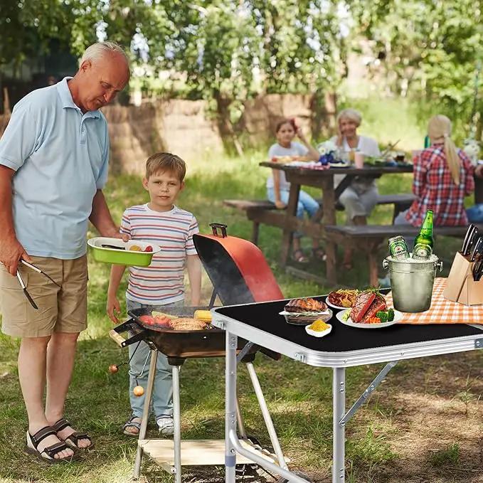 Outvita 3ft Portable Folding Camping Table, Outdoor Waterproof Adjustable Height Table, Aluminum Lightweight Suitcase Foldable Table for Picnic BBQ Beach Dining by GreenHaven Gardens