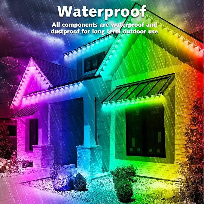 100FT Permanent Outdoor RGB Lights,Waterproof Smart LED Eaves Lights with App/Remote Control,for Christmas and All Holiday Decor,Daily and Accent Lighting,House Roof and Garden Lighting by GreenHaven Gardens