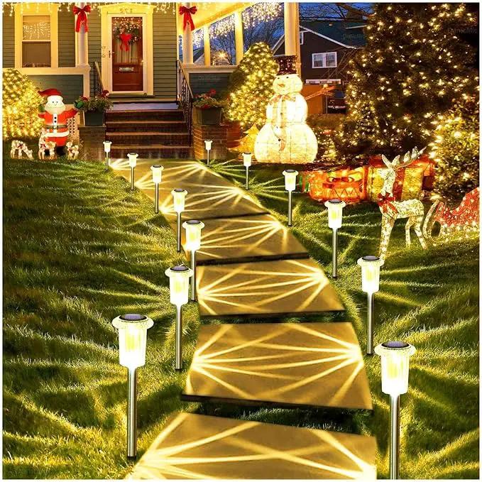 DenicMic Solar Lights Outdoor Pathway Lights 3000K LED Waterproof Acrylic Lamp Head Stainless Steel Stake for Yard Garden Landscape Path Walkway Driveway Patio Lawn (15Pack Warm White) by GreenHaven Gardens