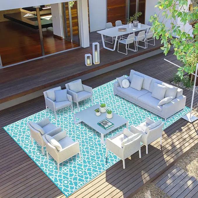 HEBE Outdoor Rug Waterproof 9x18, Plastic Straw Rug Camping Rug, Reversible Outdoor Patio Rugs RV Mat Clearance, Indoor Outside Floor Carpet for Porch,Deck,Camper,Balcony,Backyard by GreenHaven Gardens