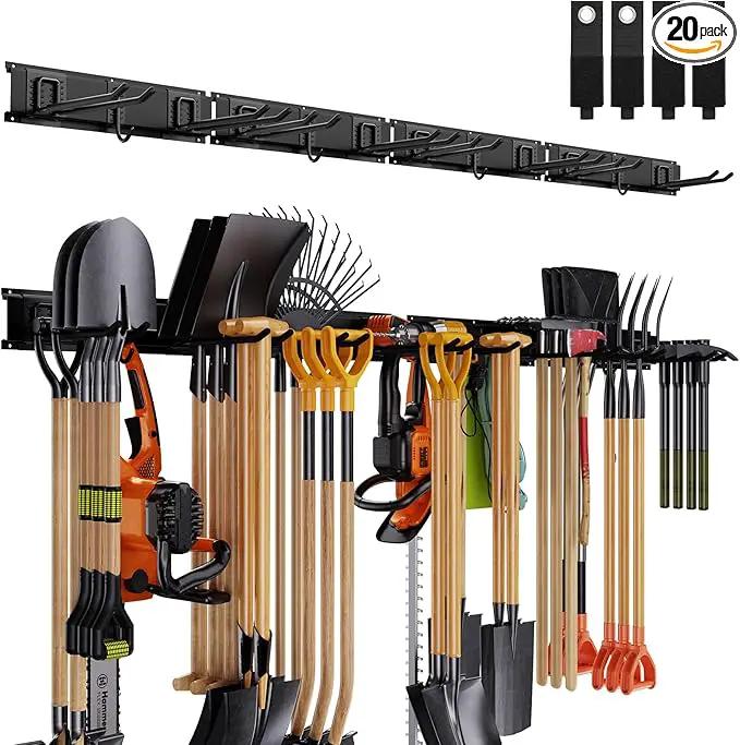 Garage Tool Organizer Wall Mounted, 64 Inches Adjustable Garden Tool Organizer Rack, 20 Pcs Heavy Duty Yard Tool Organizer Hold Up to 900lbs by GreenHaven Gardens